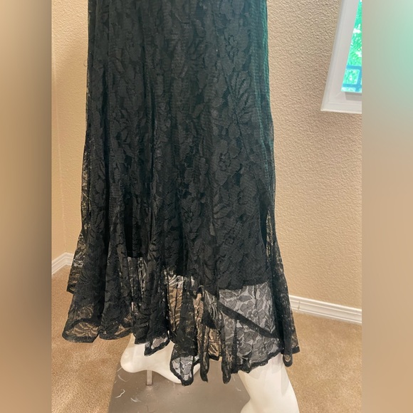 VTG  Y2K JASMINE BY KVM  Black Lace sheer Gothic Maxi Dress Beaded Trim Flapper - Picture 10 of 17